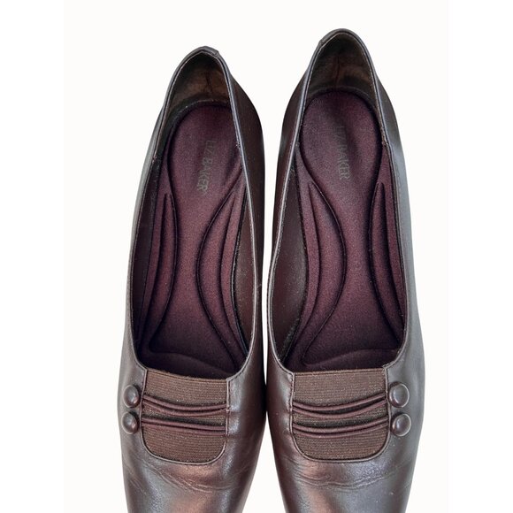 VTG LIZ BAKER RITA BROWN LEATHER COMFORT BLOCK HEEL DRESS SHOE PUMP W/ ORIG BOX - Picture 4 of 8